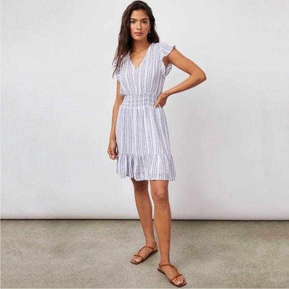 Rails Tara Blue Catalina stripe ruffle mini dress